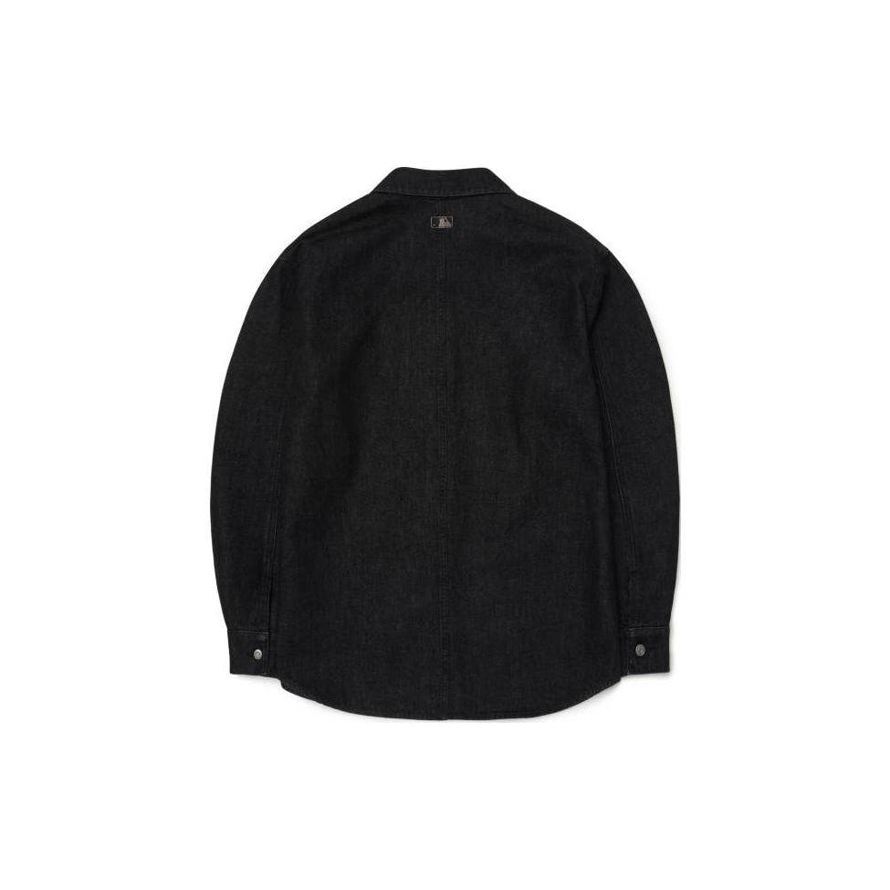 MLB New York Yankees Logo Embroidered Denim Casual Button-Up Long Sleeve Shirt Unisex shirts Black 3ADRH0124-43BKS