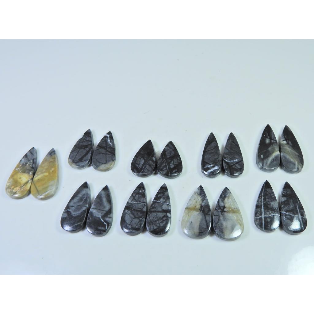 20-26MM Natural Picasso Jasper Matched Pair Pear Cabochon Gemstone 9Pair Lot C-786