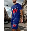 2026 New Summer Men's Casual Loose-Fit Set Two-Piece Set with Oversized Letter Print Round-Neck Short-Sleeve Top and Shorts