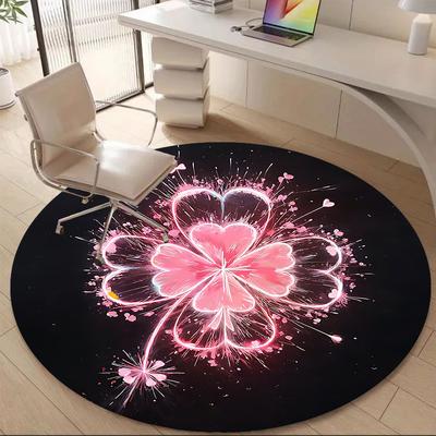 1pc Floral Sparkle Office Round Area Rug, Indoor Mat Suitable ForOffice, Under Office Chairs Bedroom Living Room Home Decor, Room Deco T132