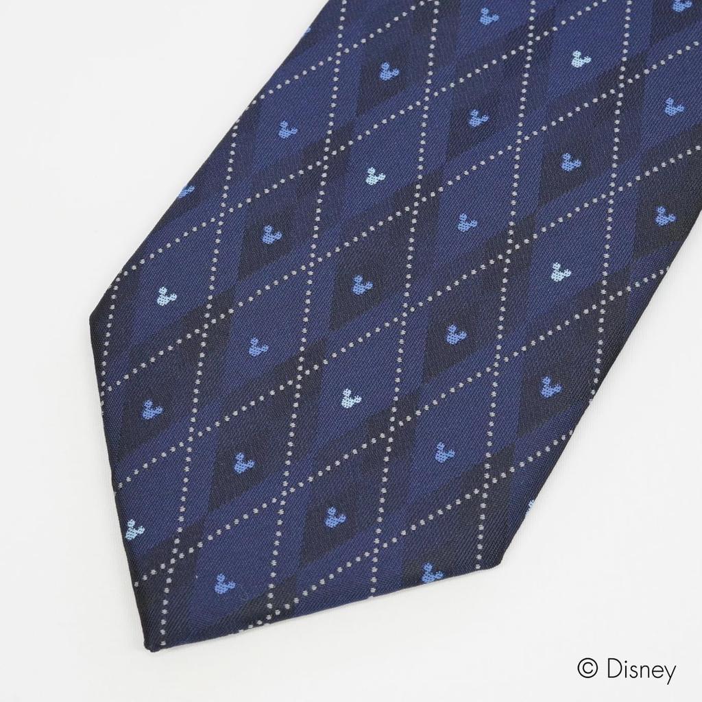 Disney Mitsumaru Silhouette Argyle Pattern Tie D50035 One Size Fits Perfect for Business or Perfect as a Gift Navy, Most, Casual,