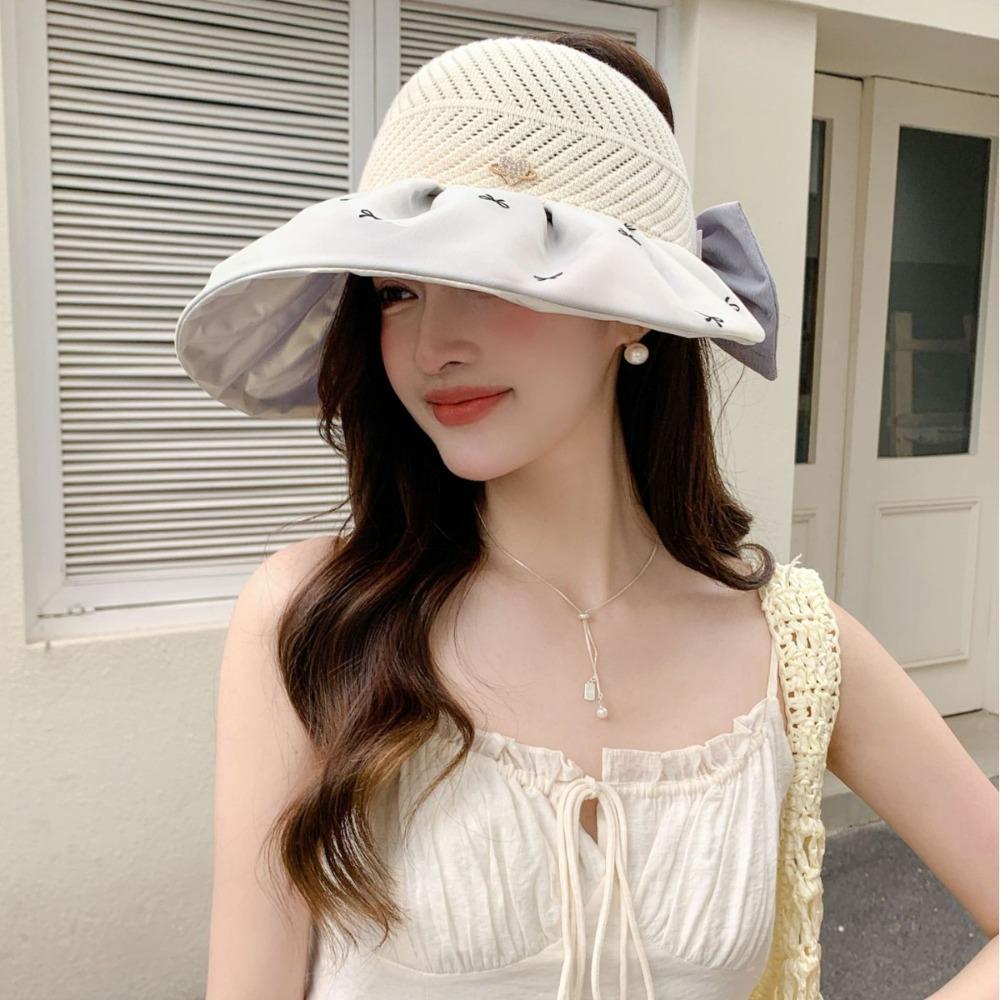 

Sweet Sun Protection Cap Topless Female Shell Hat Cute Empty Top Sun Hat Holiday сірий