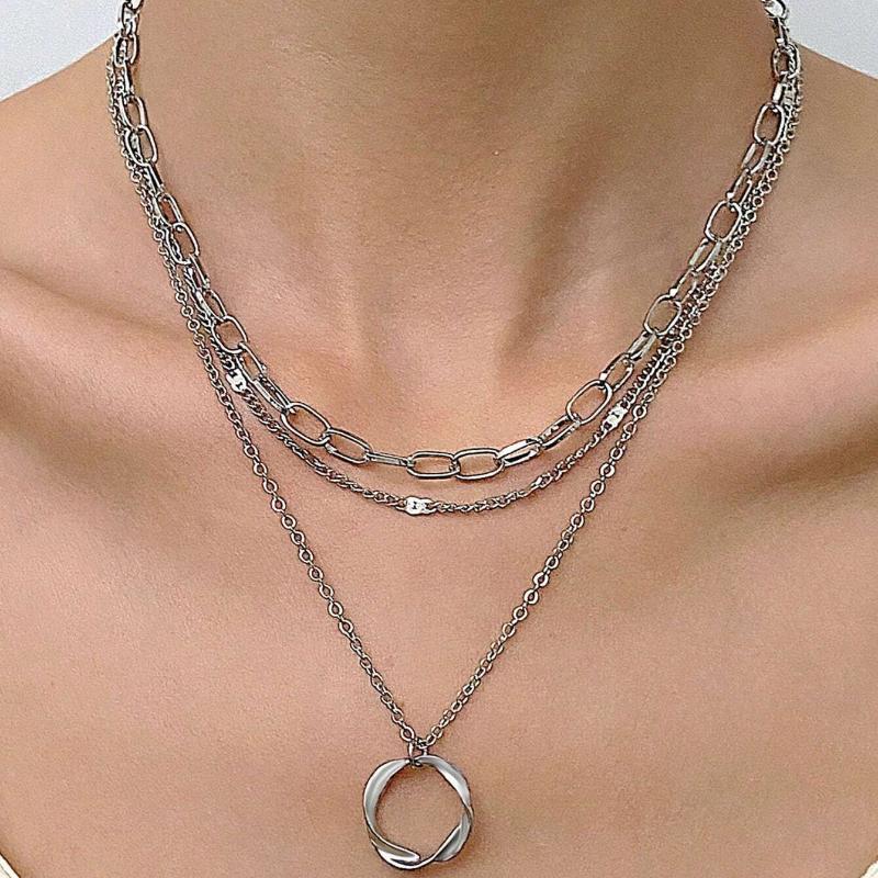 Accessories Exaggerated Circle Necklace Hip Hop Personality Versatile Alloy Pendant Necklace Female