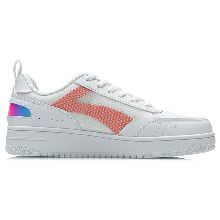 New LiNing NO.258 Anti Slip Wear Resistant Low Top Skateboard Shoes Unisex White Orange AGCR201-1