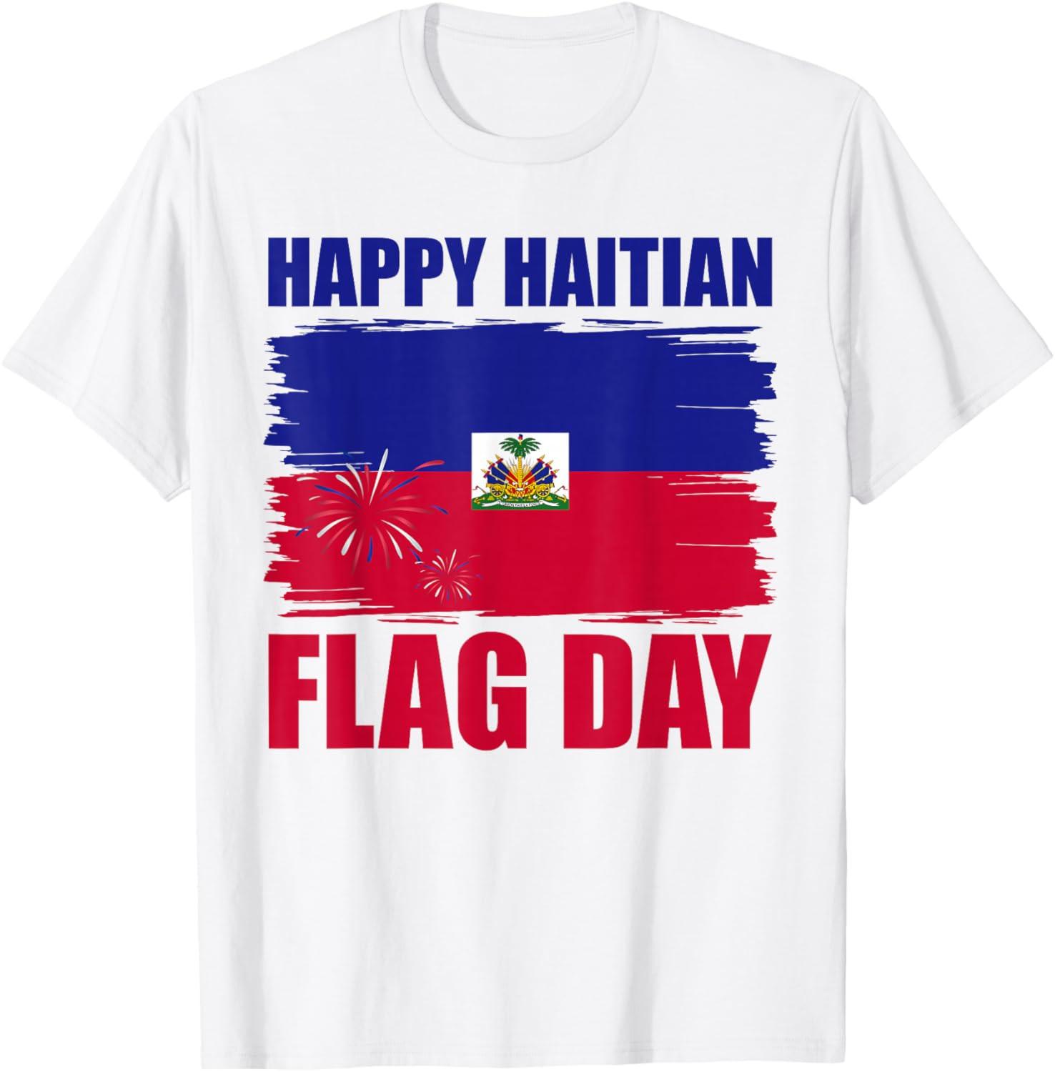 Fireworks Happy Haitian Flag Day Haiti Pride Men Women Kids Unisex T-Shirt XXXL