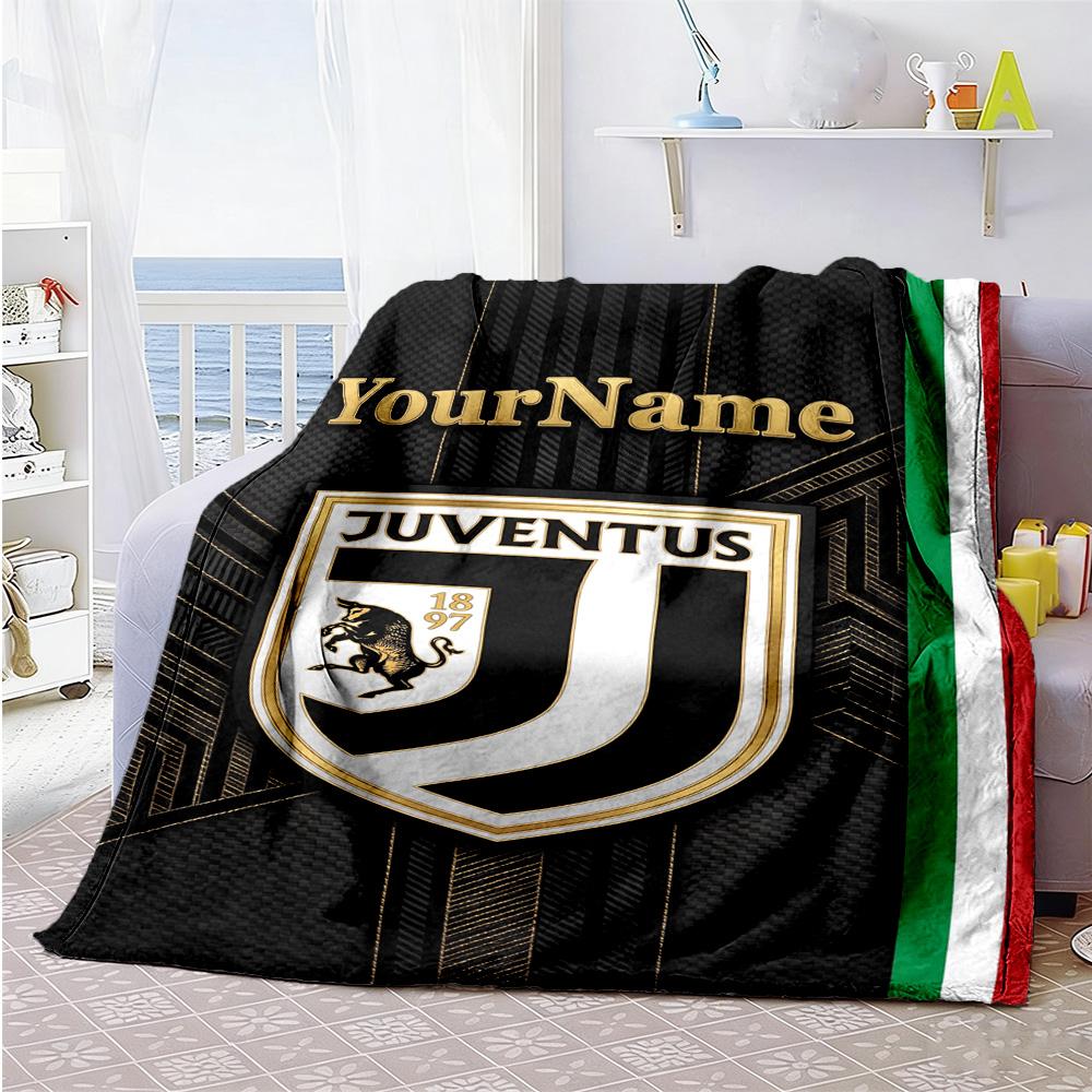 Juventus Customize Text Blanket Cozy Customizable Blanket Ultra-Soft Suitable for Office Sofa Seaside Home Decor All-Season Use
