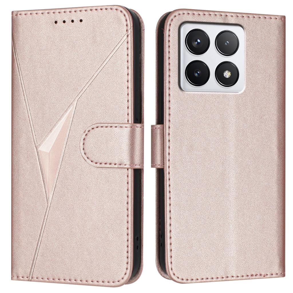 YX0090 For Xiaomi 14T Case Triangle Imprint Leather Phone Cover with Lanyard