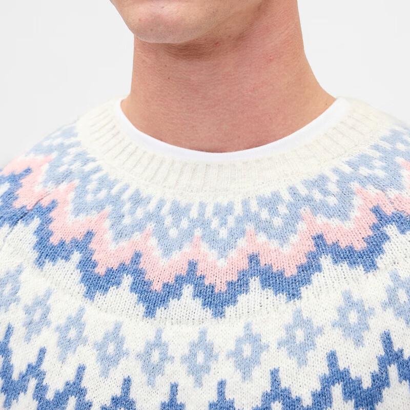GAP Men's Fair Isle Round Neck Knit Sweater