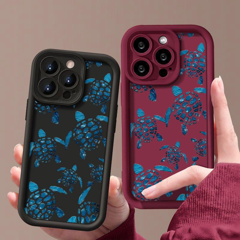 Sea Turtle Pattern Matte TPU Cover Shell For iPhone 16E 16 Pro 15 Pro Max 14 13 12 11 Soft Shockproof Lens Protection Phone Case