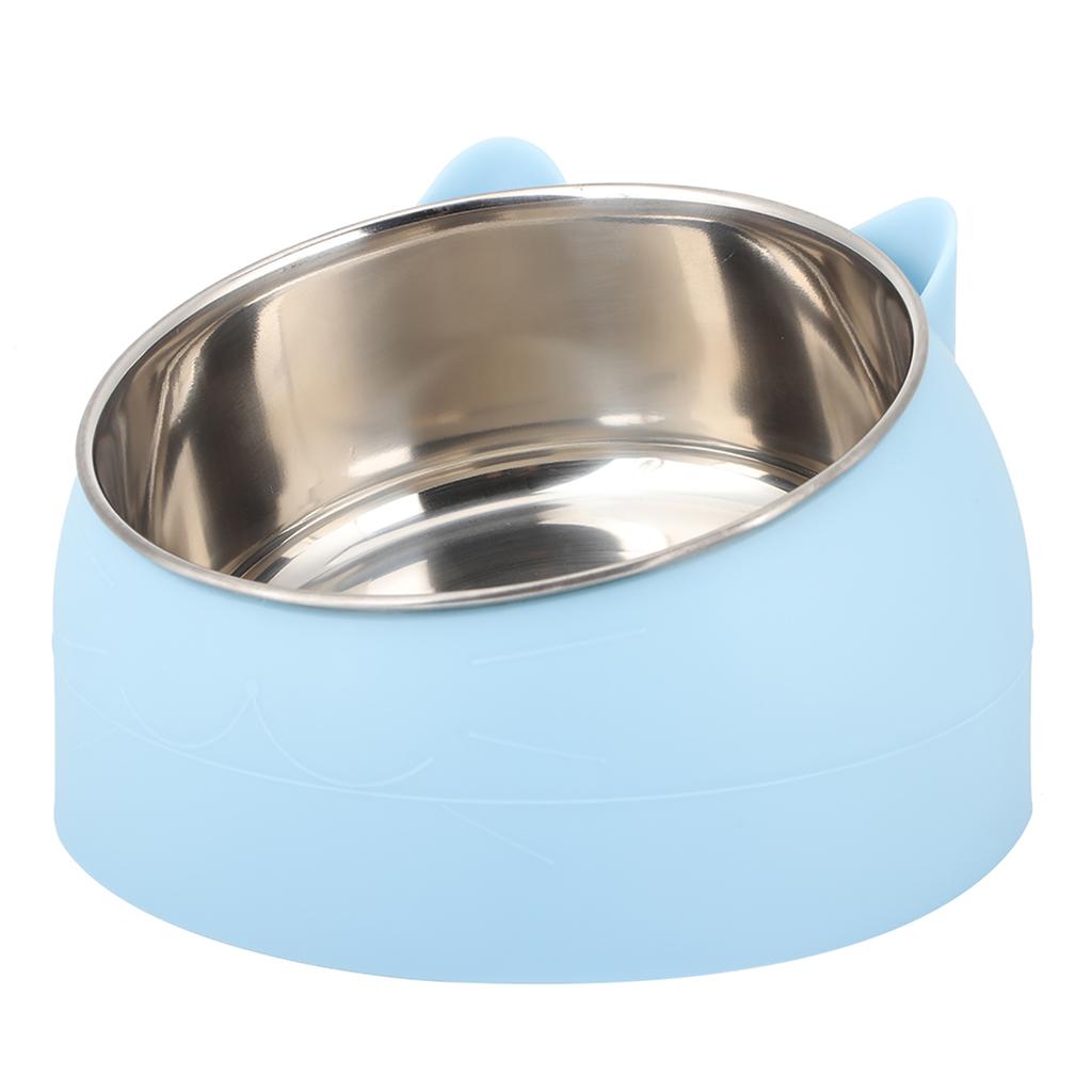 15 Grad Haustier geneigter Futterspender Futter Napf Nackenschutz für Katze Kleiner Hund kleine Größe 304 Edelstahl blau