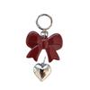 Acrylic Red Bow Keychain Circle Clip Purse Accessory Cute Bag Charm  New Year