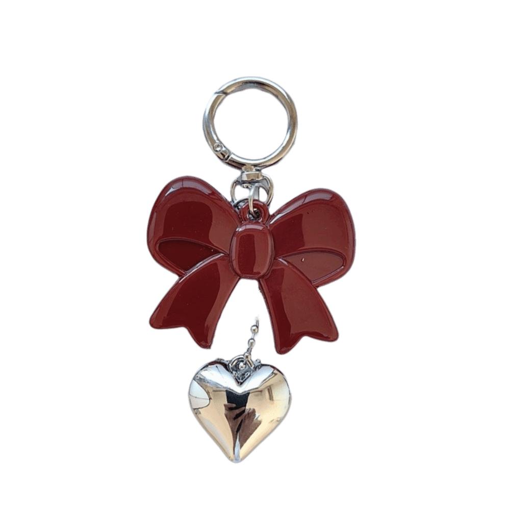 Acrylic Red Bow Keychain Circle Clip Purse Accessory Cute Bag Charm New Year