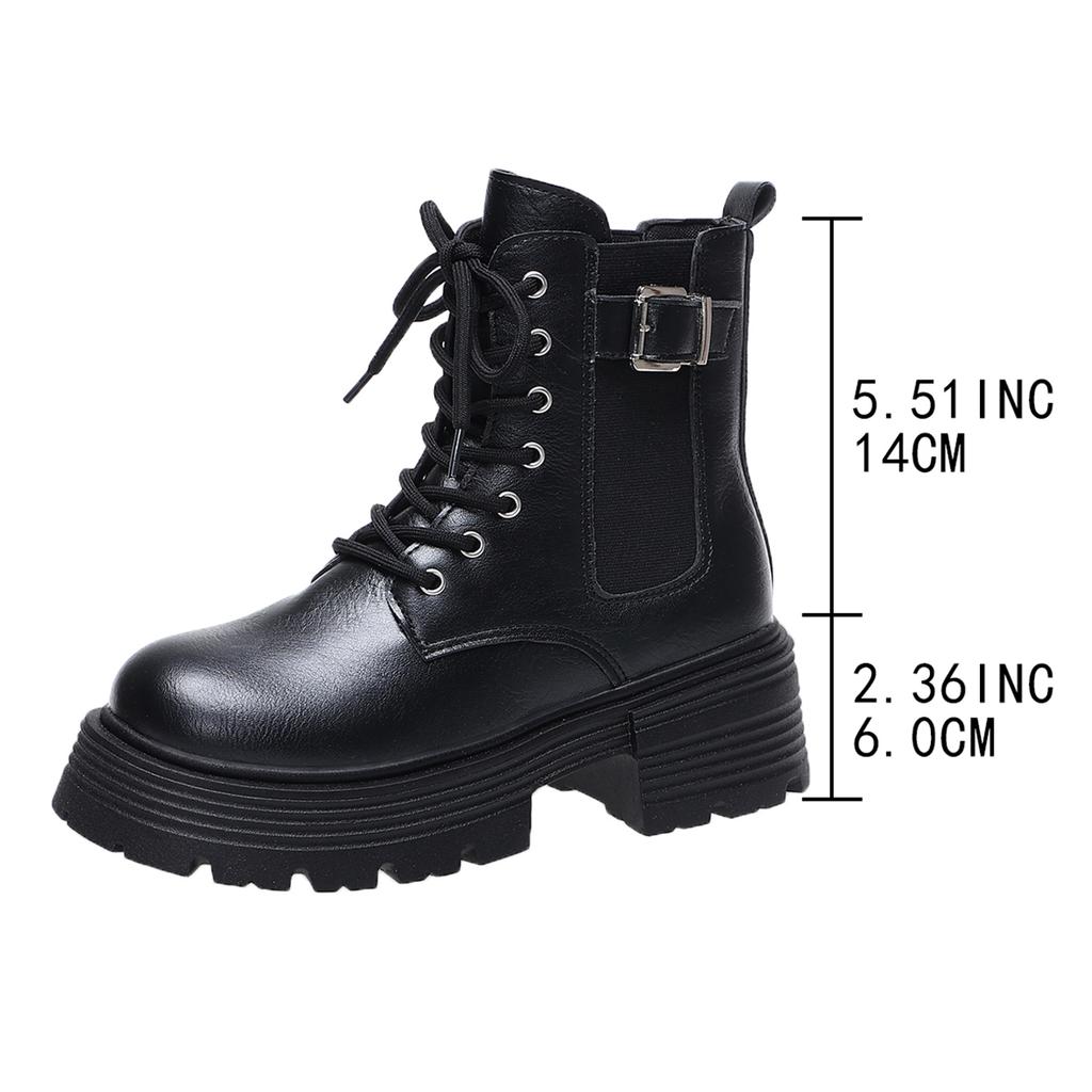 New Autumn Winter Platform Boots Women Fashion Lace Up Zipper Ankle Boots Woman Punk Thick Heel Leather Boots