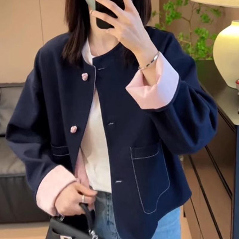 

Женский двусторонний кардиган весна/осень 2025: Шикарный свободный крой, стройнящий национальный стиль Extra Large