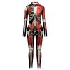 New Halloween Muscle Human Skeleton Digital Printing Button Hand Skinny Elastic Women's onesie Women's