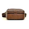 Retro pánská crossbody taška z pravé kůže, Malá taška přes rameno s více zipy na telefon, peněženku, pro každodenní cestování