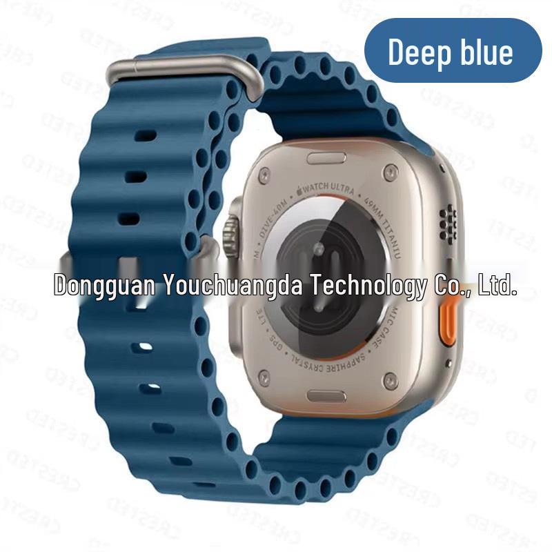 Double Buckle Solid Silicone Strap for Apple Watch Series 1, 8, 9