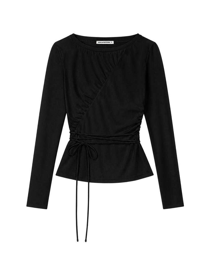ESCAPEFROM Long Sleeve With Diagonal Shirred Strap Details Pink