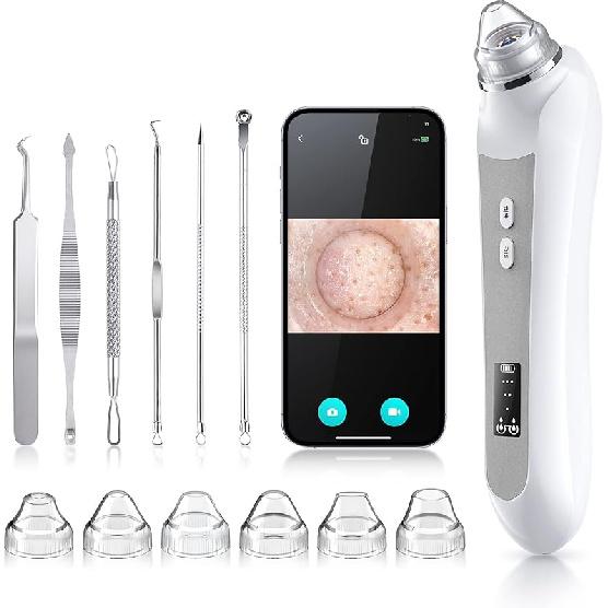Blackhead Remover Vacuum, Black Head Remover for Face with Camera, Pore Vacuum for Men and Women, USB Interface Type Blackhead Remover Tools, 6
