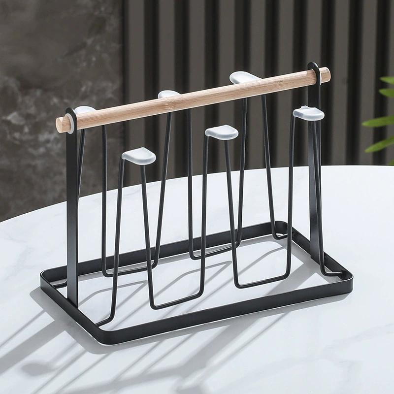High Quality Durable Japanese Style Cup Drying Rack Space-saving With Drain Tray Mug Organizer Shelf Standing Type Bottle Holder