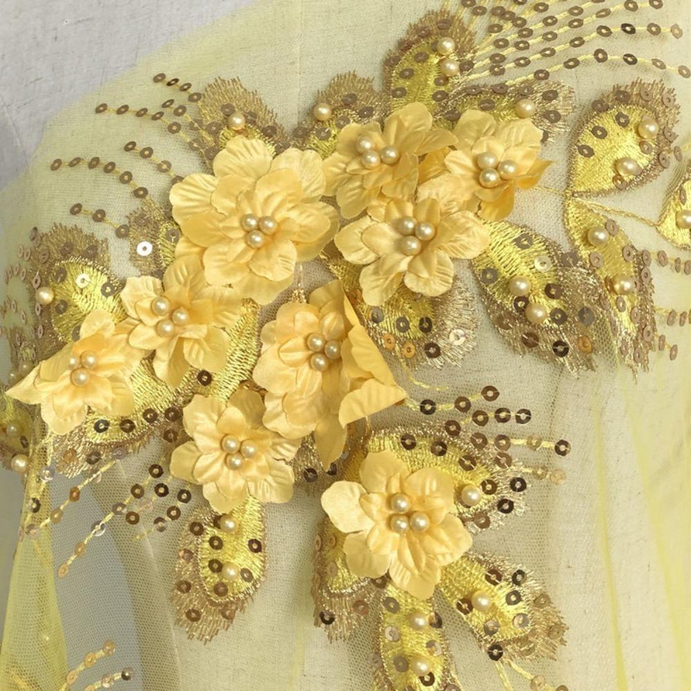 Embroidery Cloth Sticker Bead Phoenix Tail Flower Clothing Sew Patches Embroidery Patches  Skirt