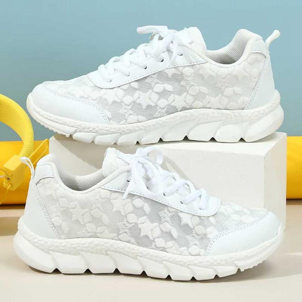 Women's Fashion Vulcanized Sneakers Breathable Mesh Leather Patchwork Platform Shoes Color Matching Lace Up Running Shoes 2026