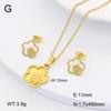 Stainless Steel Gold Flower Set Women 4pcs Necklace Earrings Bracelet Ring Cubic Zirconia Luxury Wedding Party Anniversary Gift