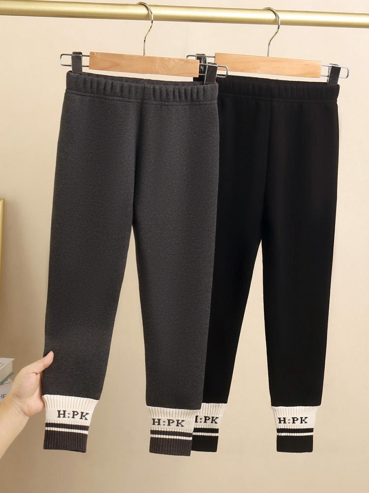 Girls' Fleece-Lined Leggings: Stylish Cotton Pants for Autumn & Winter - Wear Outside, Soft Velvet, Cozy Warmth
