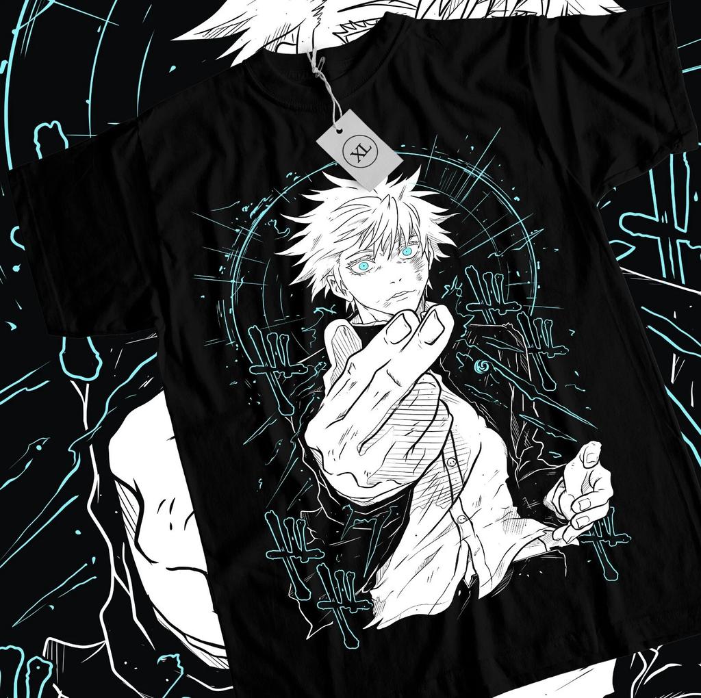 Anime Jujutsu Kaisen Gojo Satoru Six Eyes Black TShirt