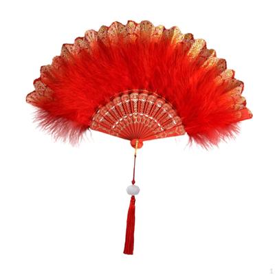 Handheld Folding Fan Pendant Decor Accessories Prop Feather for Prom