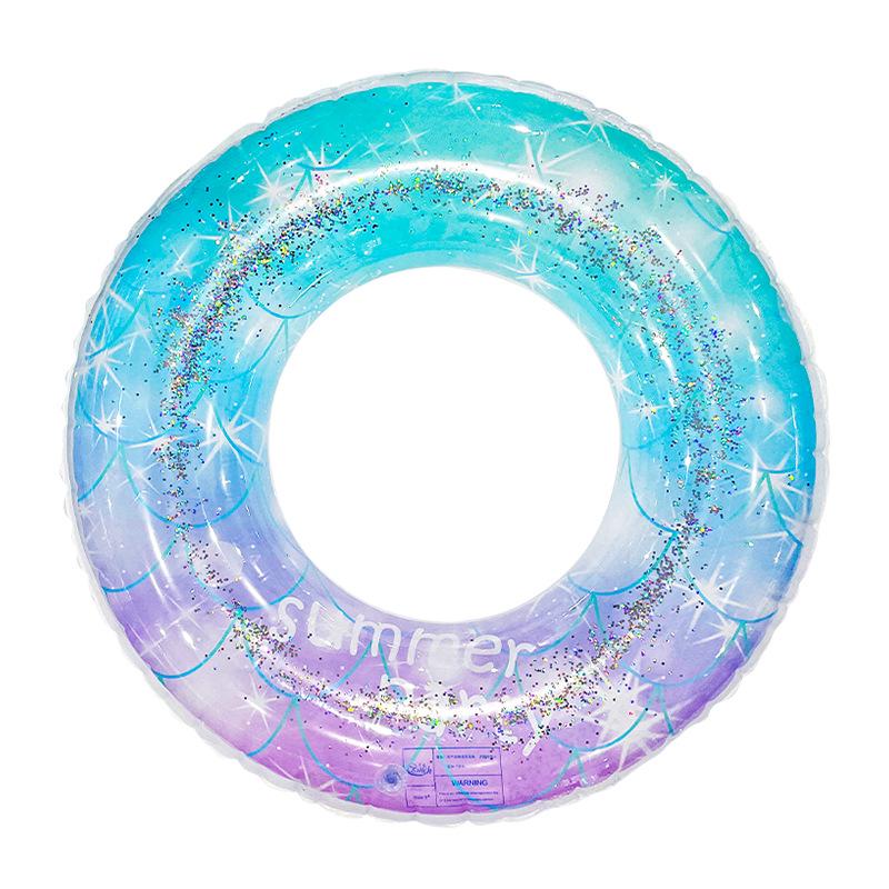 Starry Sky Sequin Mermaid Swim Ring: Thickened Inflatable Children's Float
