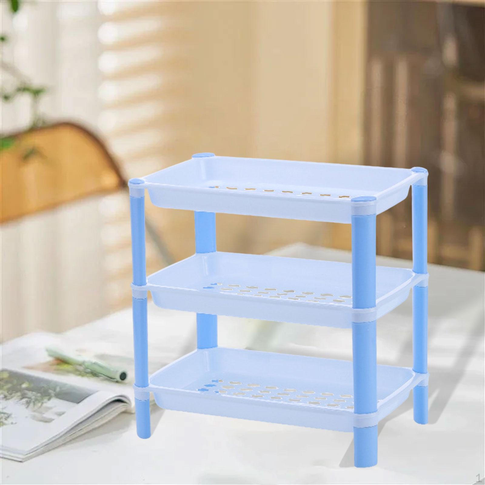 

3 Layer Desktop Organizer for Books And Cosmetics Bathroom синій