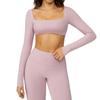 Womens Long Sleeve Yoga Top Quick-Dry Stretch Fitness Tee Running Gym Dance Outdoor Sports