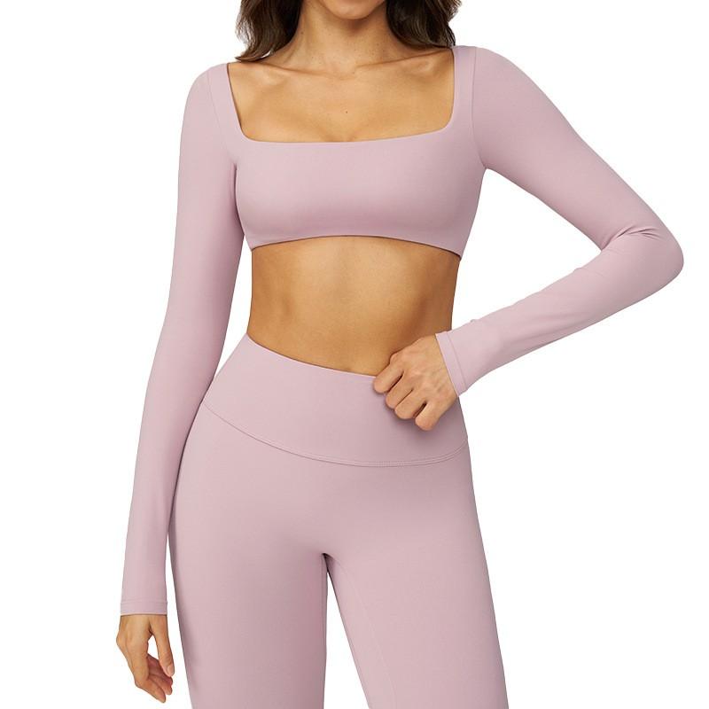 Womens Long Sleeve Yoga Top Quick-Dry Stretch Fitness Tee Running Gym Dance Outdoor Sports