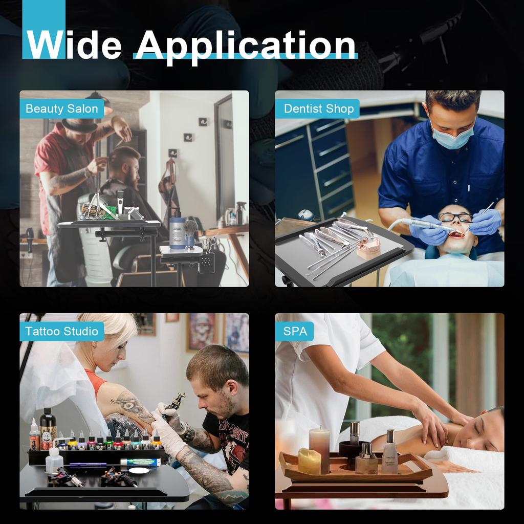 Adjustable Tattoo Desk with Wheels, Heavy-Duty Mobile Workbench Station for Tattoo Artist, Home Studio & Beauty Salon