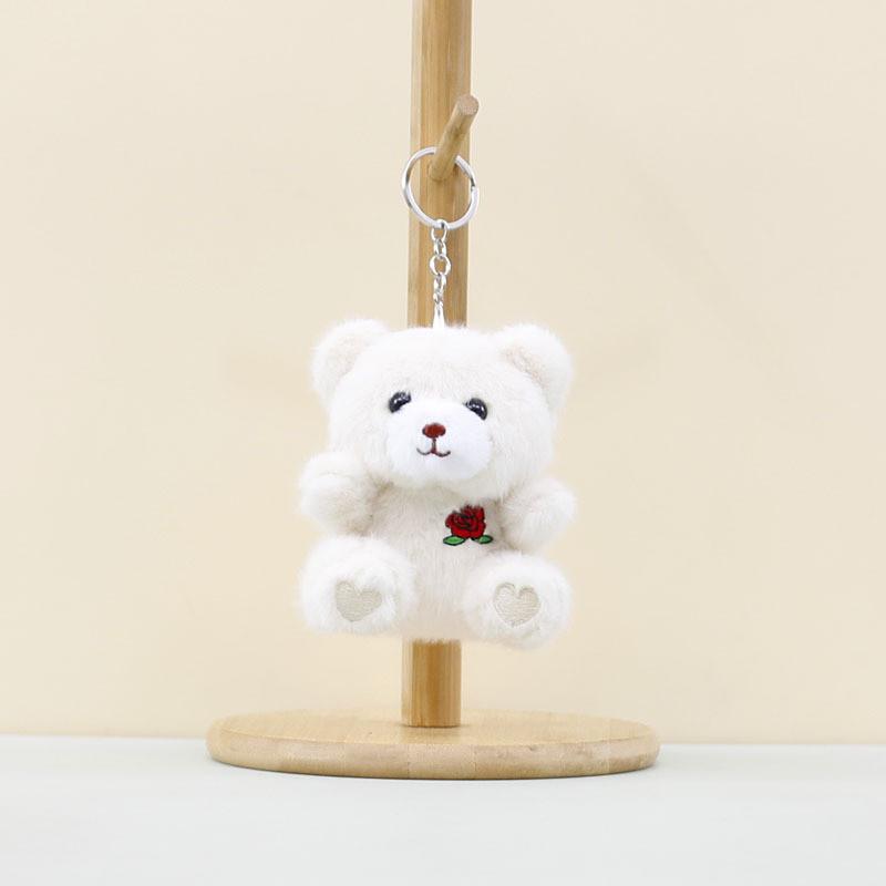 

Пушистый Милый Мишка из Роз Брелок Очаровательная Плюшевая Кукла для Подарков на День Святого Валентина White Rose Bear