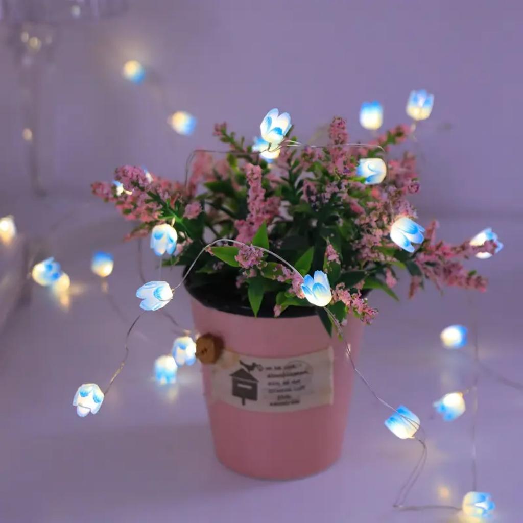 1pc 20LED Copper Wire Charming Tulip String Light DIY Fairy Decorative Lamp For Home Living Room Party Festival Decoration