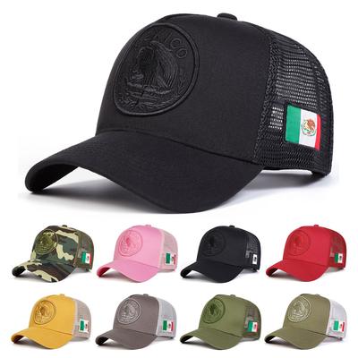 Boné de Beisebol Camuflado Bordado com Bandeira do México Chapéu de Malha para Exterior Ajustável Protetor Solar Chapéu de Lazer Primavera Outono Viagem Turismo Férias na Praia