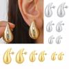 Trendy Geometric Water Drop CCB Gold/Silver Hollow Stud Earrings