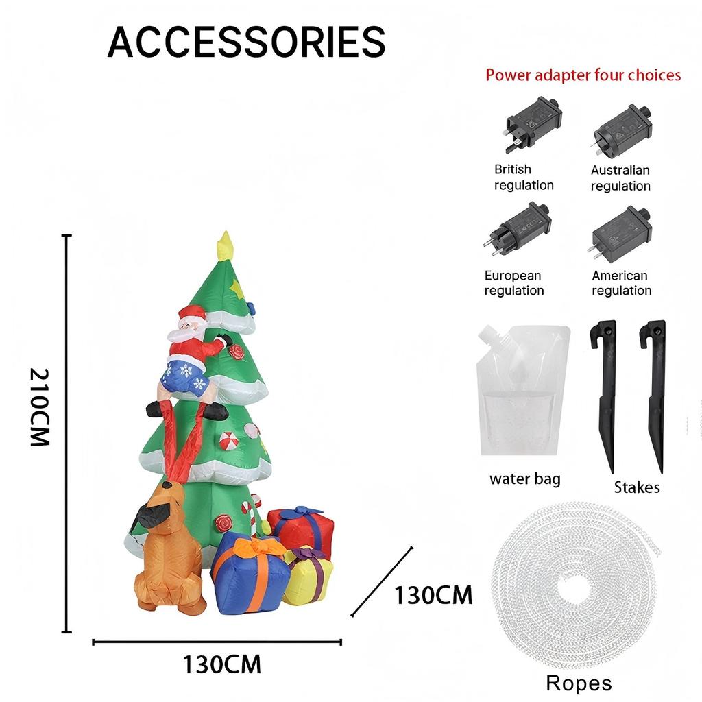 6.89FT Christmas Inflatable Toy Santa Claus Tree Dog Decorations With LED Xmas Decor for Yard Lawn Party Xmas Home Supplies Gift