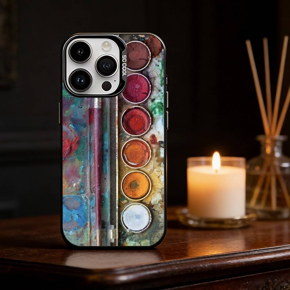 

Watercolors Set Paint Palette Phone Case For iPhone 17 16 15 14 13 12 11 Pro Max Plus Silver Matte Black Cover iPhone13PROMAX