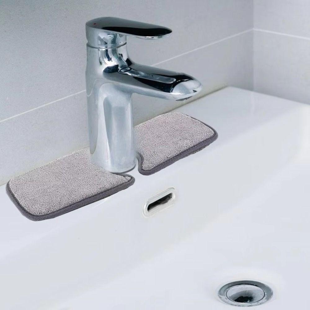Contoured Shape Absorbent Mat Wraparound Design Sink Splash Guard Faucet Catcher  Cleaning Tools