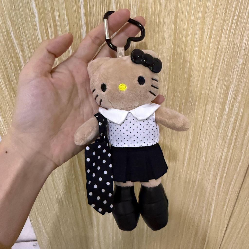 Cute Long-Legged Kitty Plush Pendant with Changeable Skirt - Ins Style Doll Keychain for Backpacks