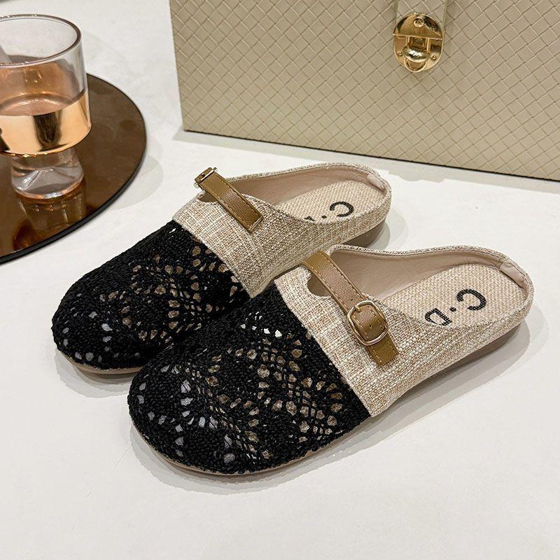 2025 new soft-soled fisherman shoes bag head half slippers women's summer wear a pedal with a skirt hollow breathable sandals