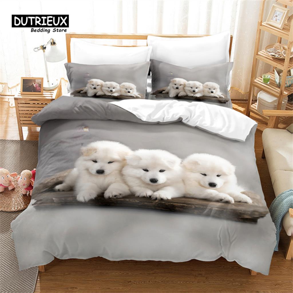 Cute Animals, Dogs Duvet Cover Set, Fashion Bedding Set, Soft Comfortable Breathable Duvet Cover, For Bedroom Guest Room Decor