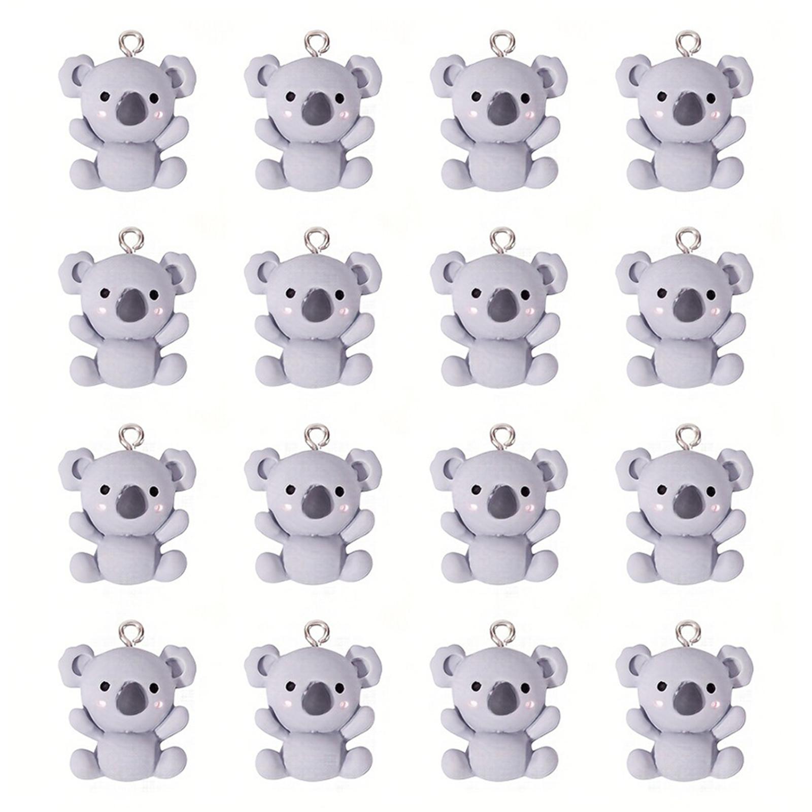 

20pcs Cute Blue Grey Koala Charms Portable Koala Pendants Resin Jewelry Accessories For Fun DIY Projects