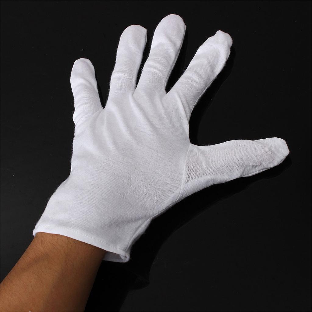 12 Pairs White Cotton Work Gloves Reusable Inspection Gloves for Handling