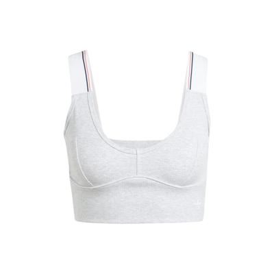 Originals Tape Bra Top Color Block Shoulder Strap Knitted Casual Sports Bra Women Underwear Light-Gray IT7300