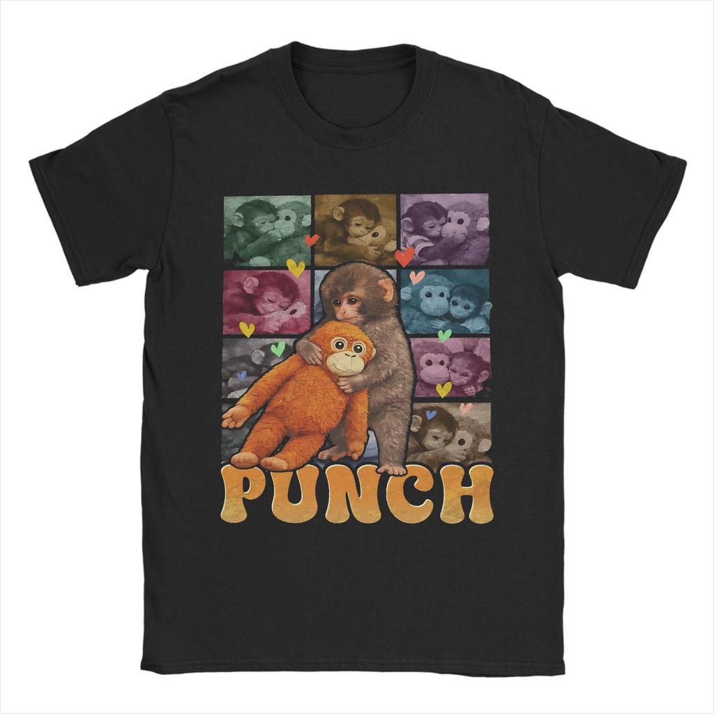 Cute Punch Monkey TShirt Summer  Leisure T Shirts Unisexs Cotton O Neck Plus Size Tees ShortSleeve Vintage Tops
