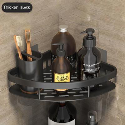 Badezimmerregale, Badezimmer-Eckregal, ohne Bohren, rostfrei, Platz-Aluminium-Duschaufbewahrungsregal, Shampoo-Halter, Badezimmer-Duschzubehör